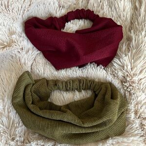 Set 2 Soft Knit Stretchy Headband Turban Burgundy Green